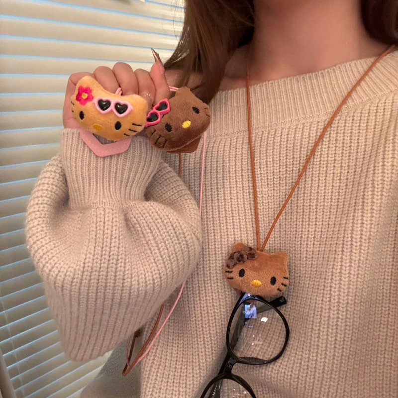 【蜜桃茶】可爱Kitty猫眼镜收纳挂绳项链女2025新款太阳眼镜挂颈