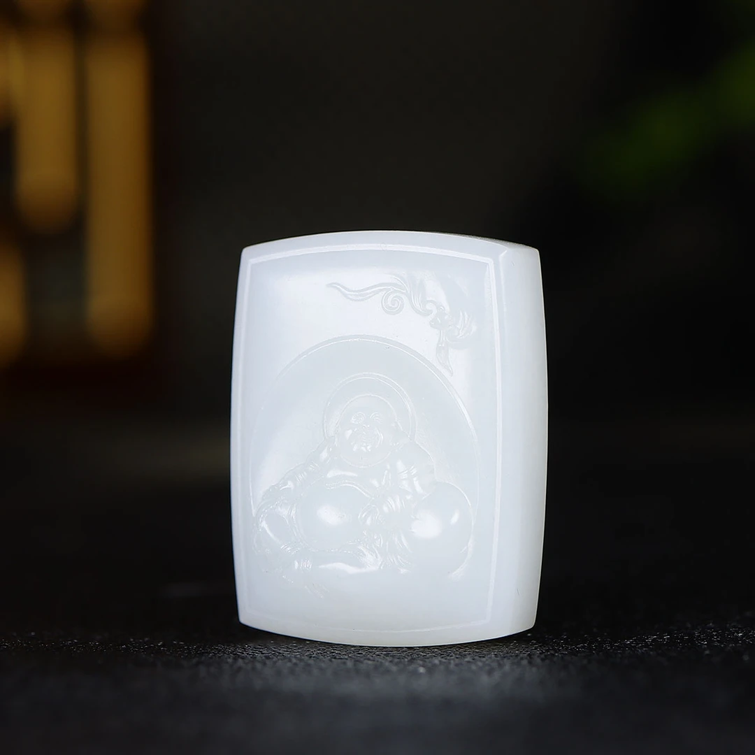 112853和田玉白玉弥勒佛挂件