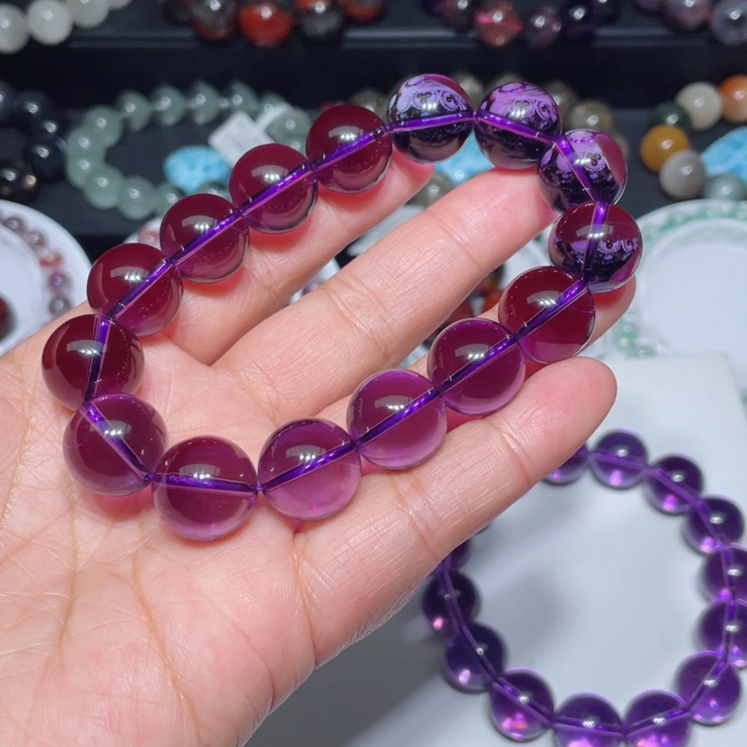 水晶手链未镶嵌第****情紫水晶手链，65.5