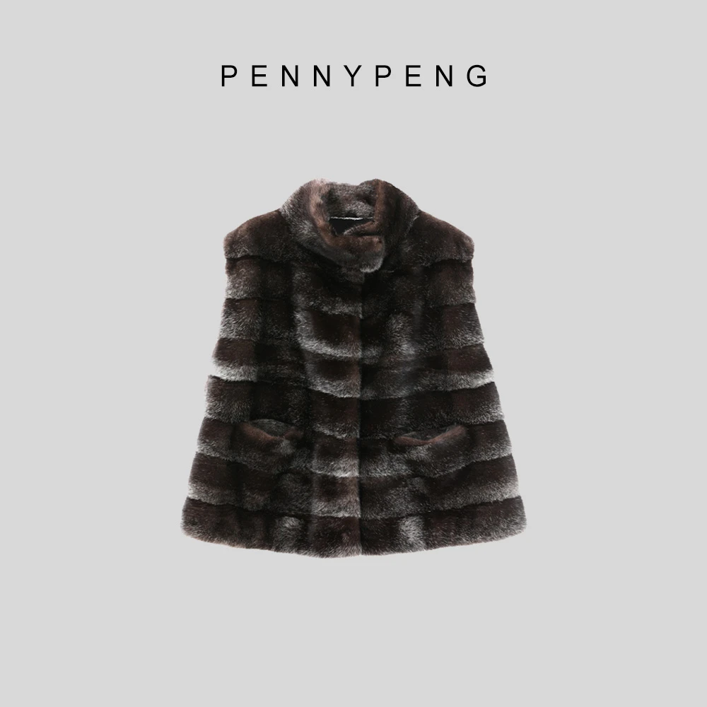 PENNYPENG李李早春气质百搭轻奢设计感洋气百搭洋气水貂皮草马甲