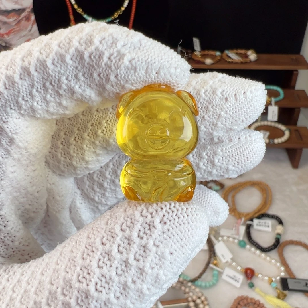 琥珀未镶嵌裸石特价,金珀小猪