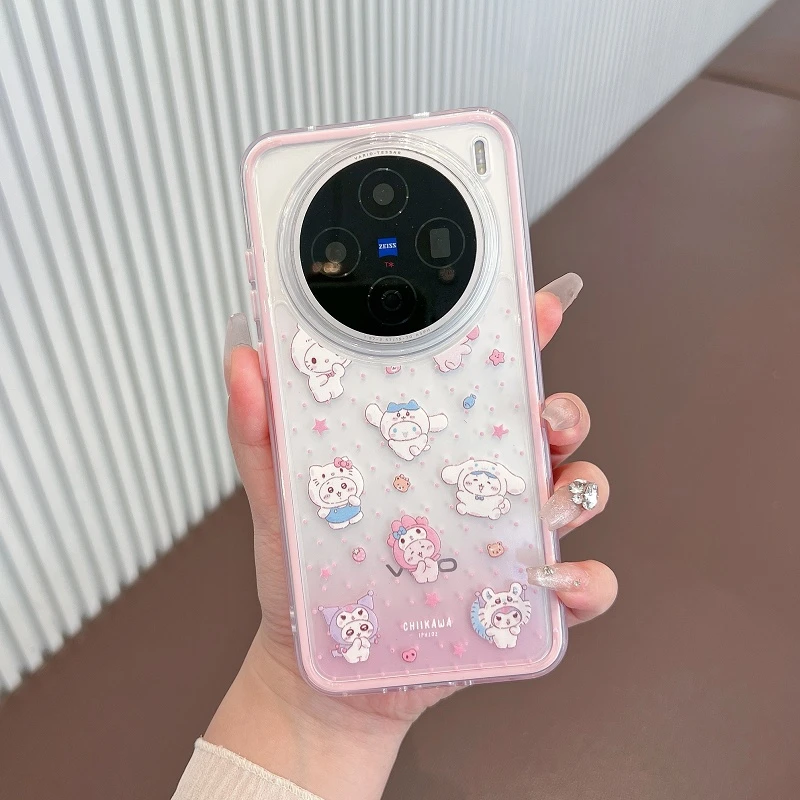二合一波点可爱猫咪适用苹果手机壳华为荣耀vivo小米oppo防摔女款