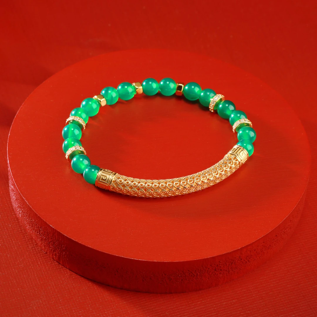 925银手链 梁雅帝新品【青山绿水微笑】气质百搭设计感纯银手链