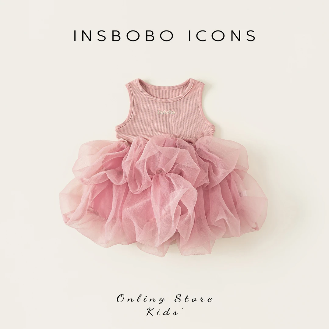 XQ25225【夏】儿童裙子（圆领无袖蓬蓬网纱连衣裙）