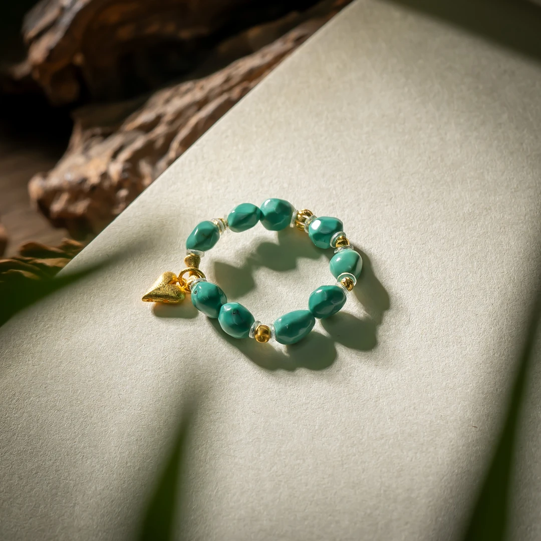 【世间臻宝】18K绿松石糖果戒指/Q1281/多样性发一对/4mm/10