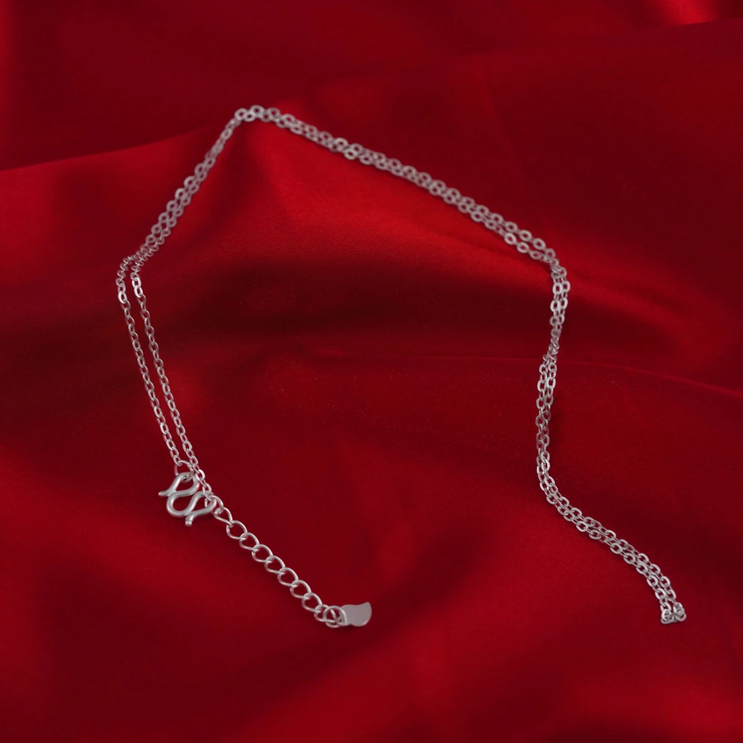 链子足银 足银心形活扣百搭项链