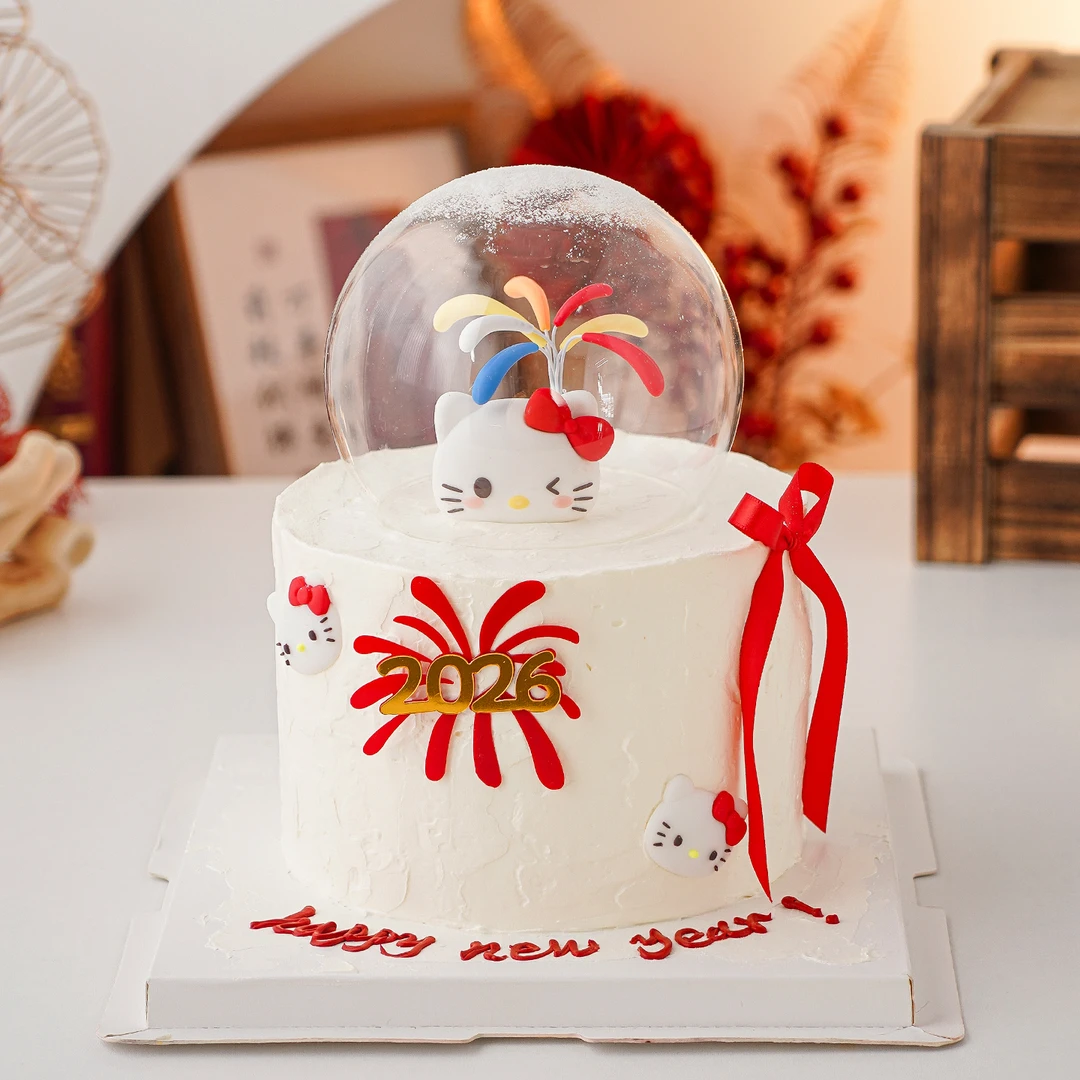 2026网红圣诞节粉色奶油陶瓷碗蛋糕装饰卡通蝴蝶结小猫甜品草莓碗