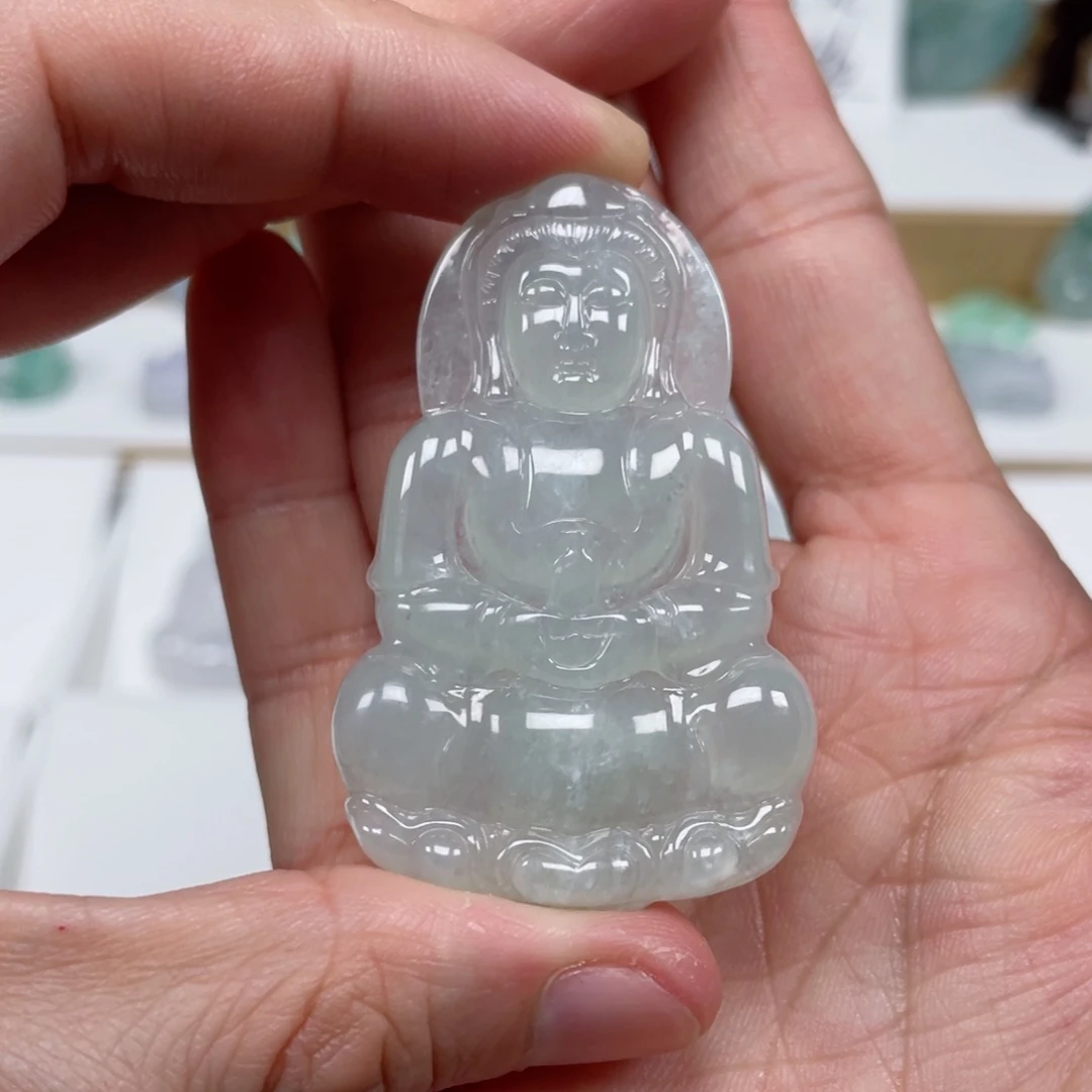 翡翠颈饰未镶嵌天然翡翠A货观音57号