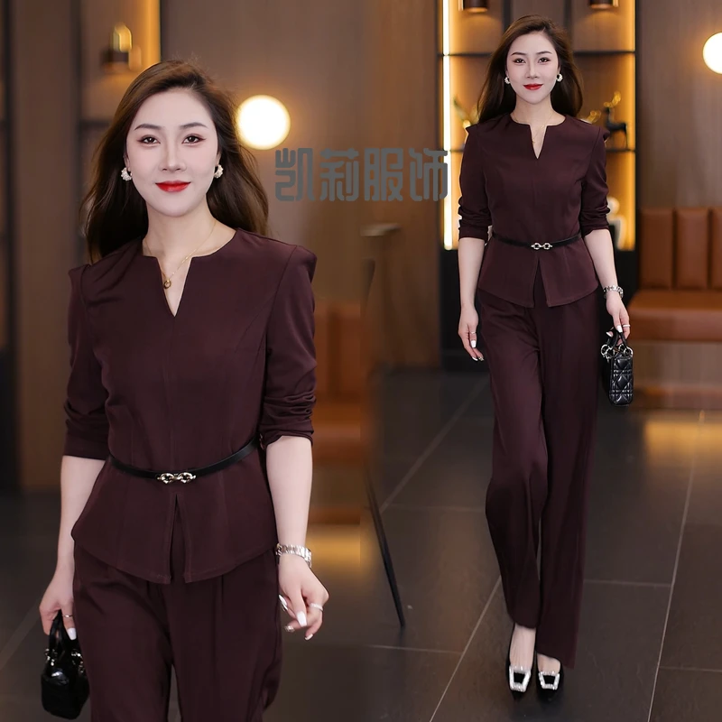 时尚西装套装女2025春季新款洋气减龄小个子气质上衣直筒裤两件套