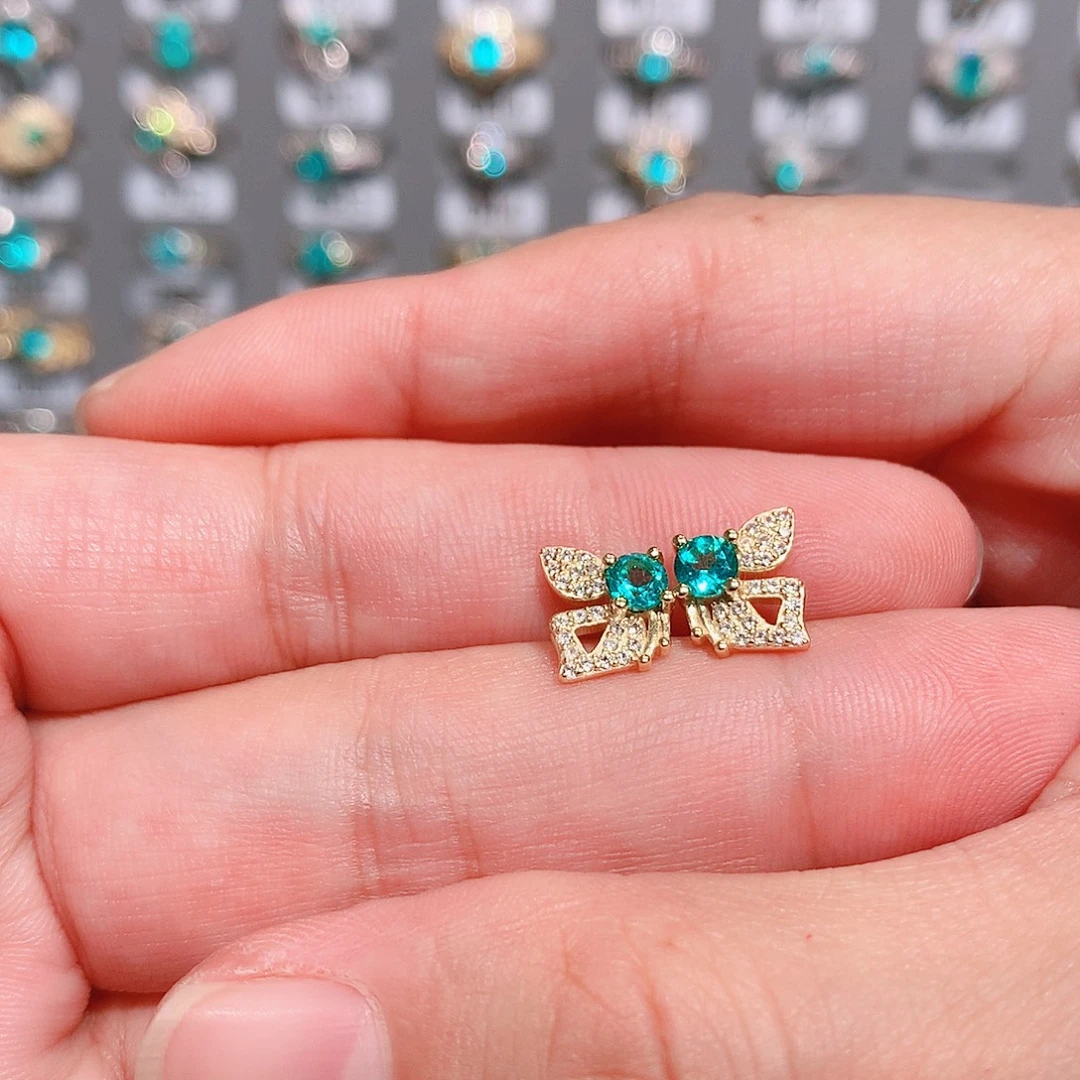 银S925镶嵌托帕石耳饰