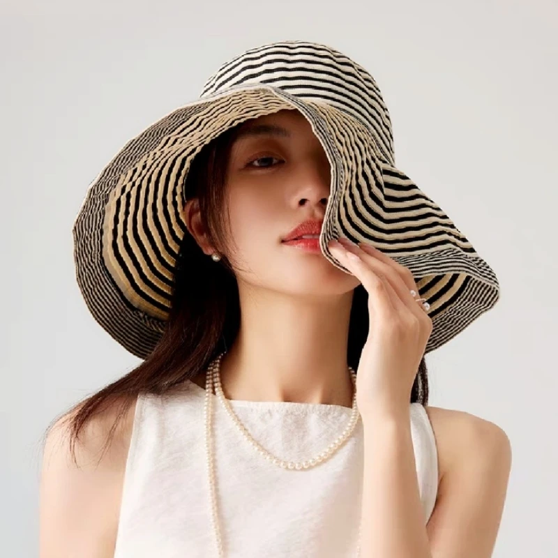 莫改 MUGAV 法式复古经典条纹大帽防晒帽