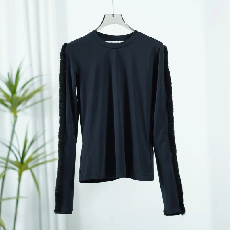 尚系列  Z1017  女装时尚设计师简约长袖T恤黑色FW17R63