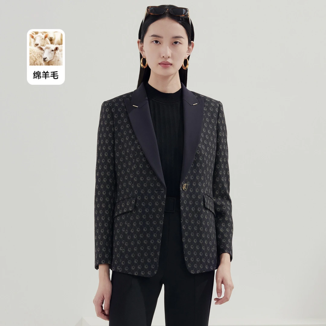 【婷婷专属】【绵羊毛】酷飒高级感印花立裁专柜同款秋冬西服外套女