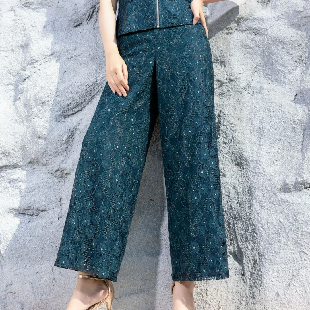【墨韵鎏金】蕾丝绣花裤子#L702729c-30夏季显瘦修身
