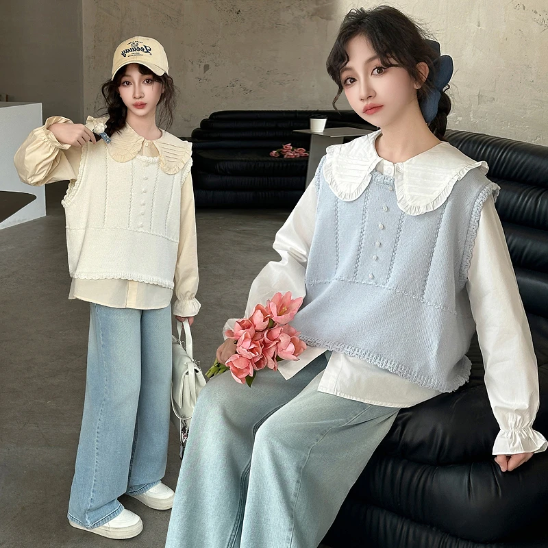 女童春季新款洋气学院风套装6-12岁15中大儿童小女孩舒适洋气套装