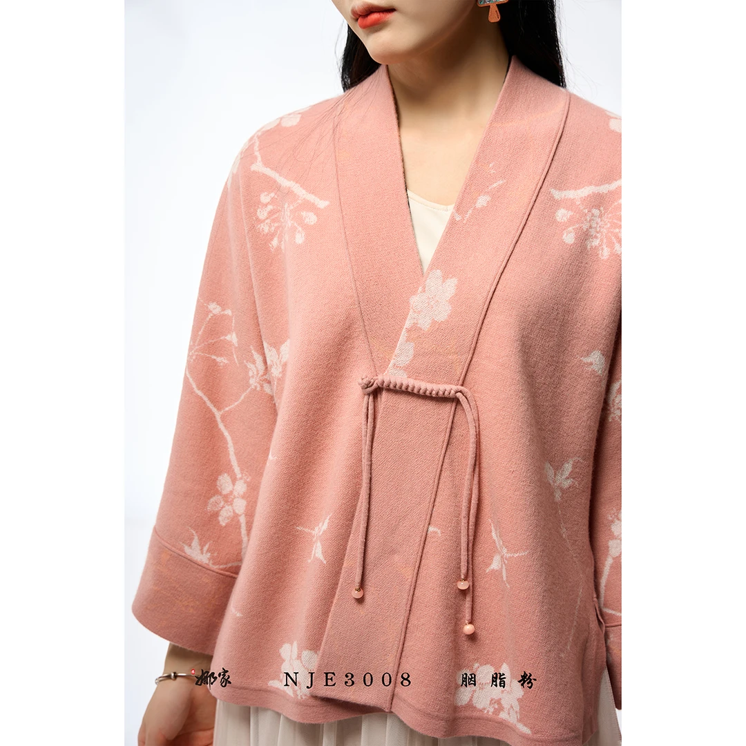 娜家·国风【草长莺飞】100%羊毛古风中开汉服女上衣复古琥珀老钱风