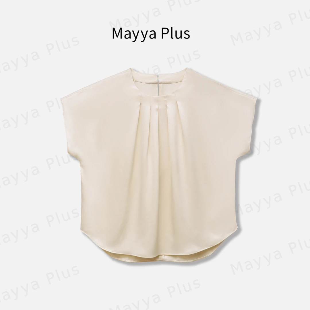 【主理人】Mayya Plus麦芽定制新款法式醋酸短袖衬衫上衣女32529063