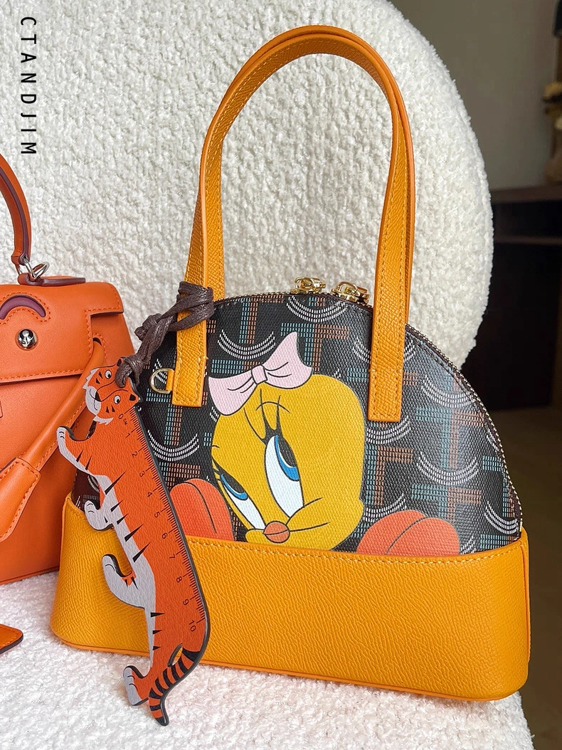 CTANDJIM复古美式千禧辣妹贝壳包 手拎保龄球包 经济上行时期包包