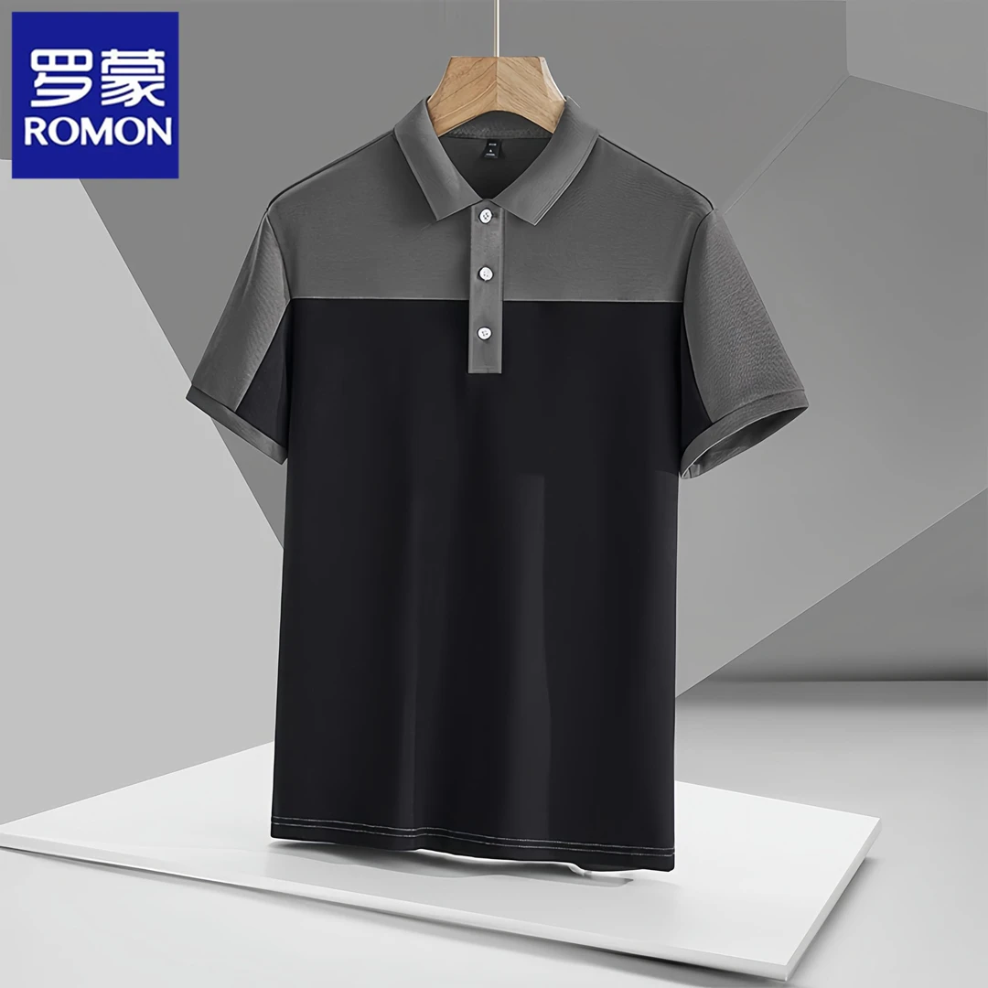 Romon/罗蒙短袖t恤夏季翻领POLO衫男士简约休闲百搭宽松体恤上衣