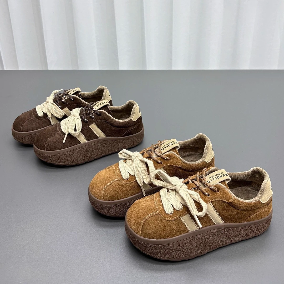 【小蛮腰】巴黎走秀款加绒复古德训鞋时尚百搭厚底休闲鞋DZZ