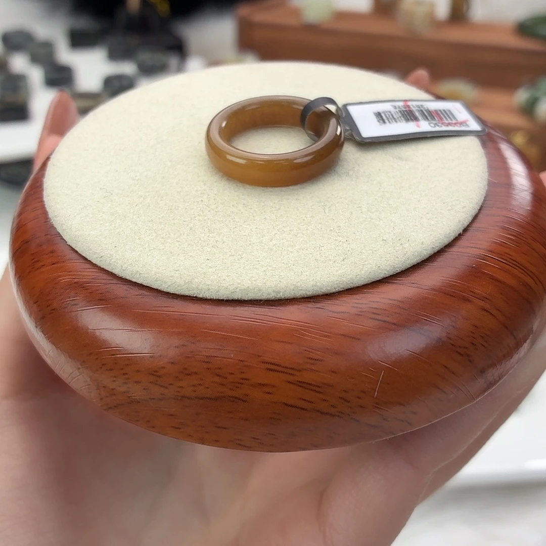 和田玉未镶嵌戒指红糖泥鳅背17.2j95