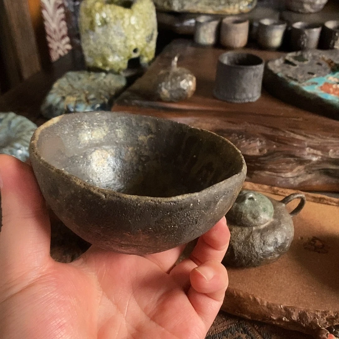 手工制作柴烧茶具