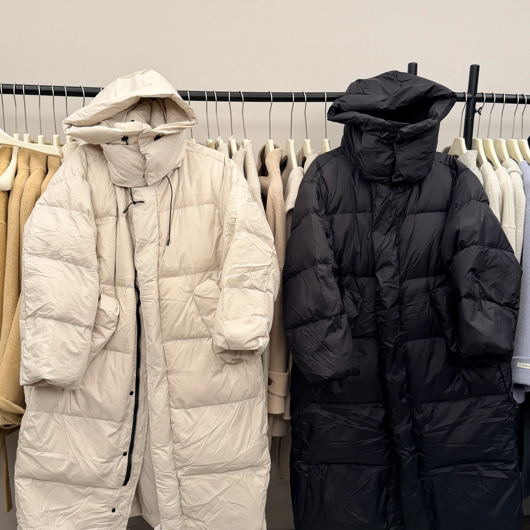 二素家2025羽羽厚外套加厚常规袖长袖黑色长款