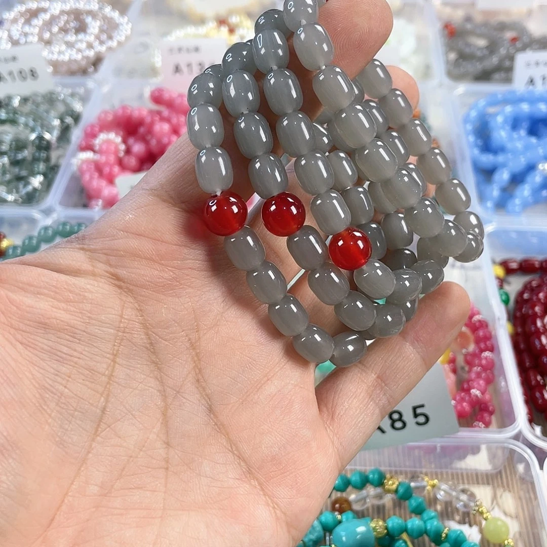 檀香木手串银S925镀金镶嵌