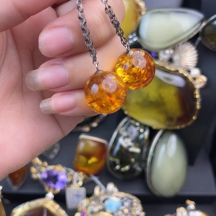 琥珀银S925镶嵌裸石