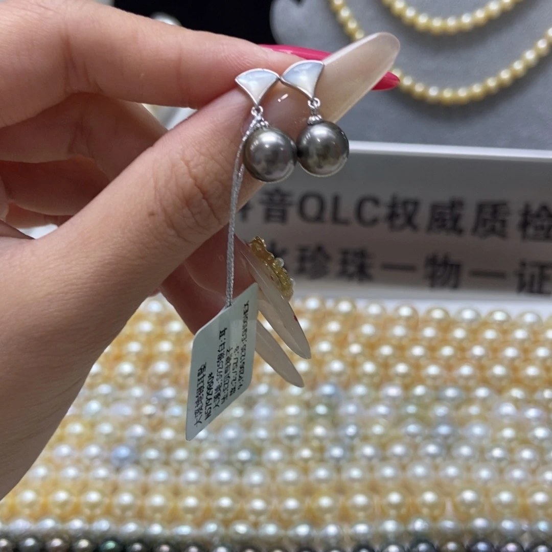 海水珍珠耳饰银S925镶嵌