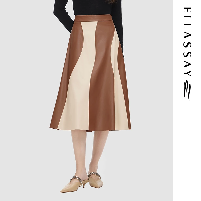 【丽公主专享】歌力思秋冬绵羊皮革半身裙女EWF334X00700