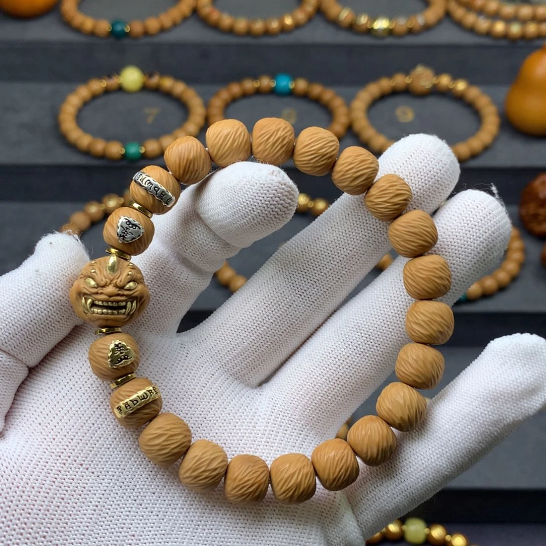 猴头核桃手串云锦 全品 尺寸10.7