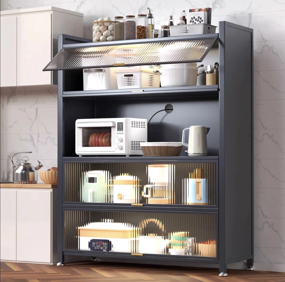 美式简约分层隔板多功能折叠一体餐边柜厨房客厅入户储物置物架