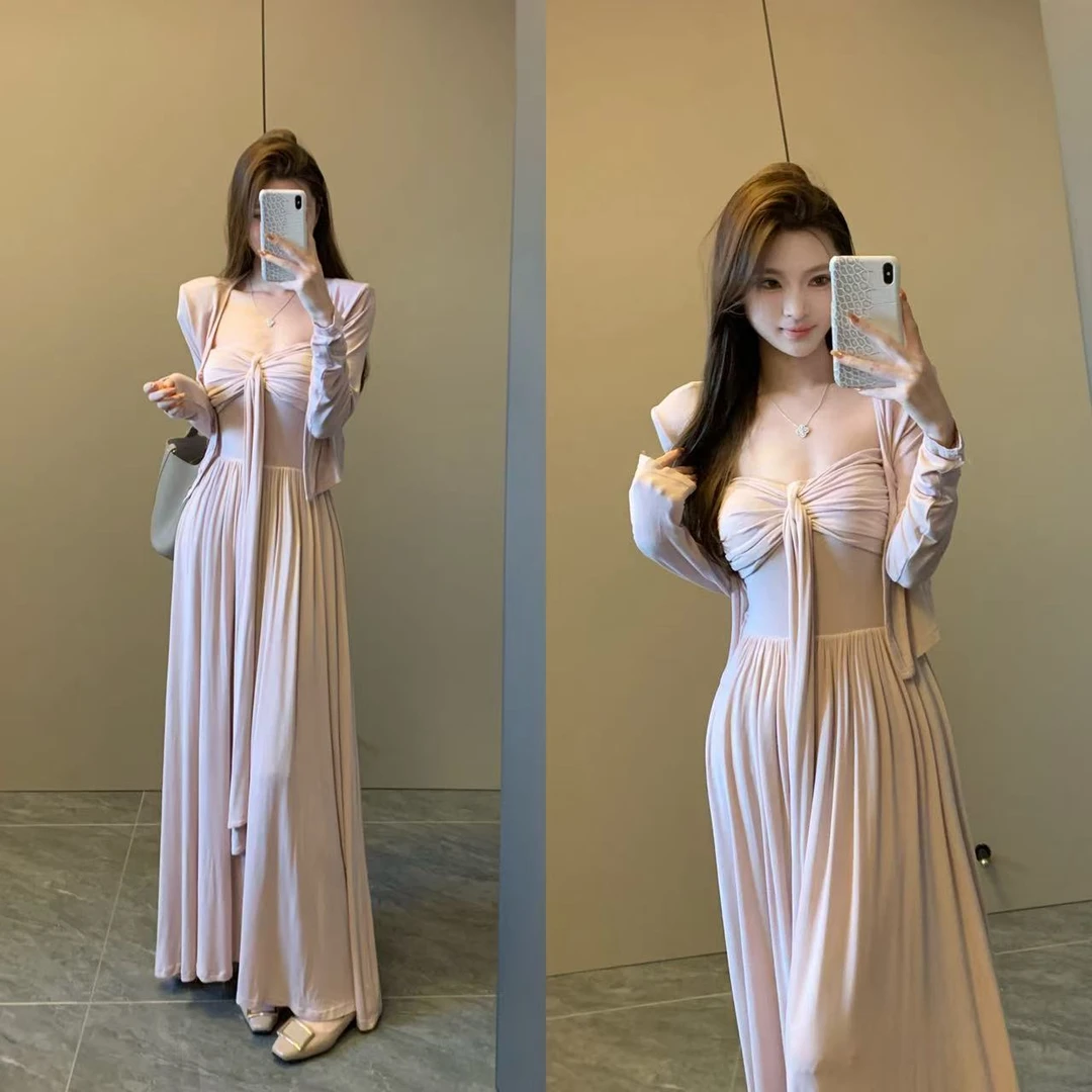 25512【浅粉漫姿】御姐白水女垂感裙套装！