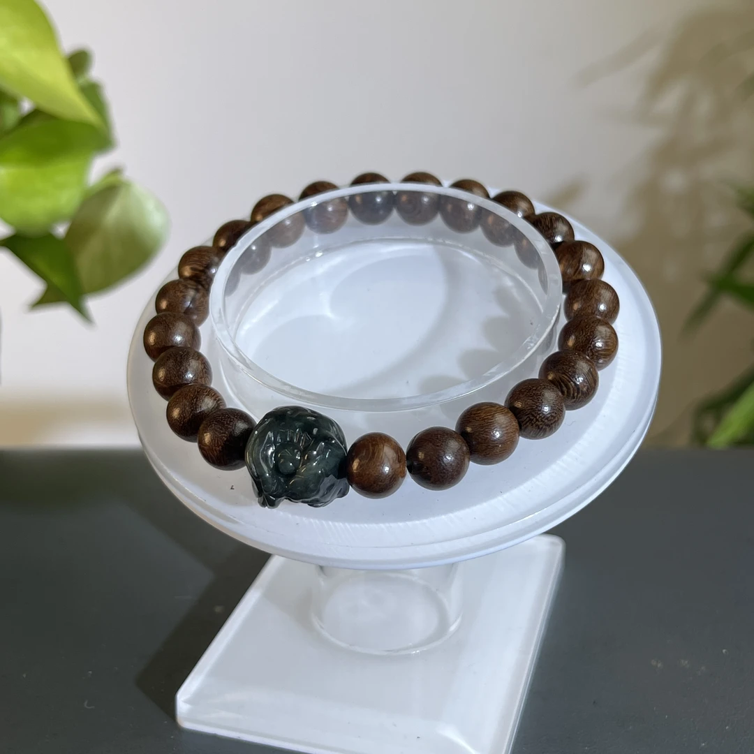 JTW01-07  天然缅甸A货翡翠  醒狮单珠手串（含配饰）