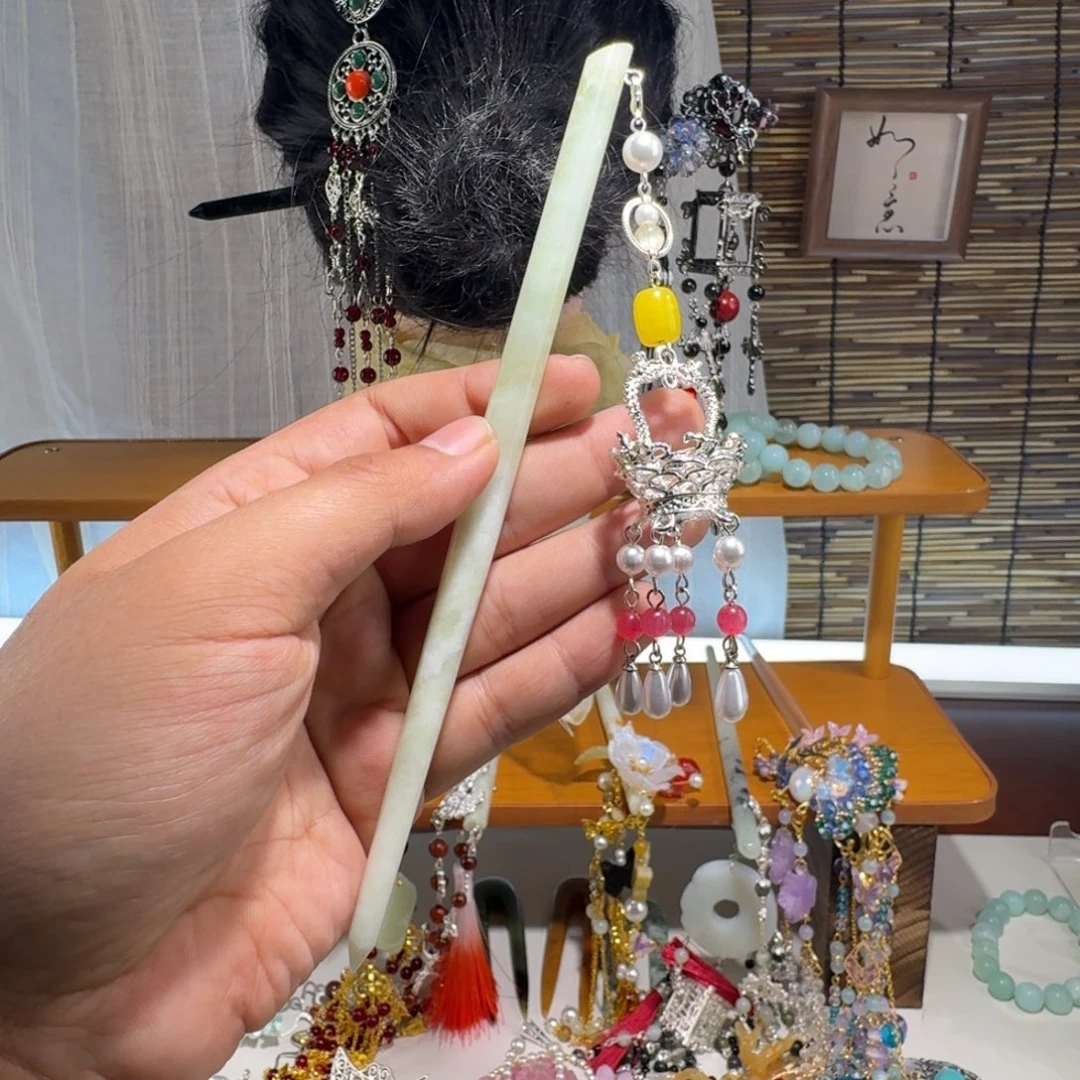 蛇纹石玉合金发饰