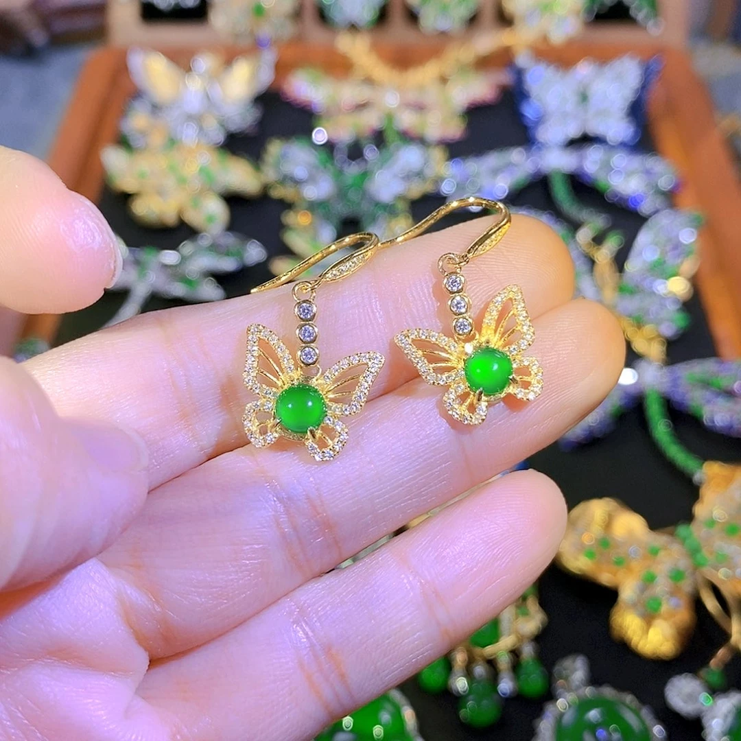 吊坠(不含链)银S925镶嵌翡翠