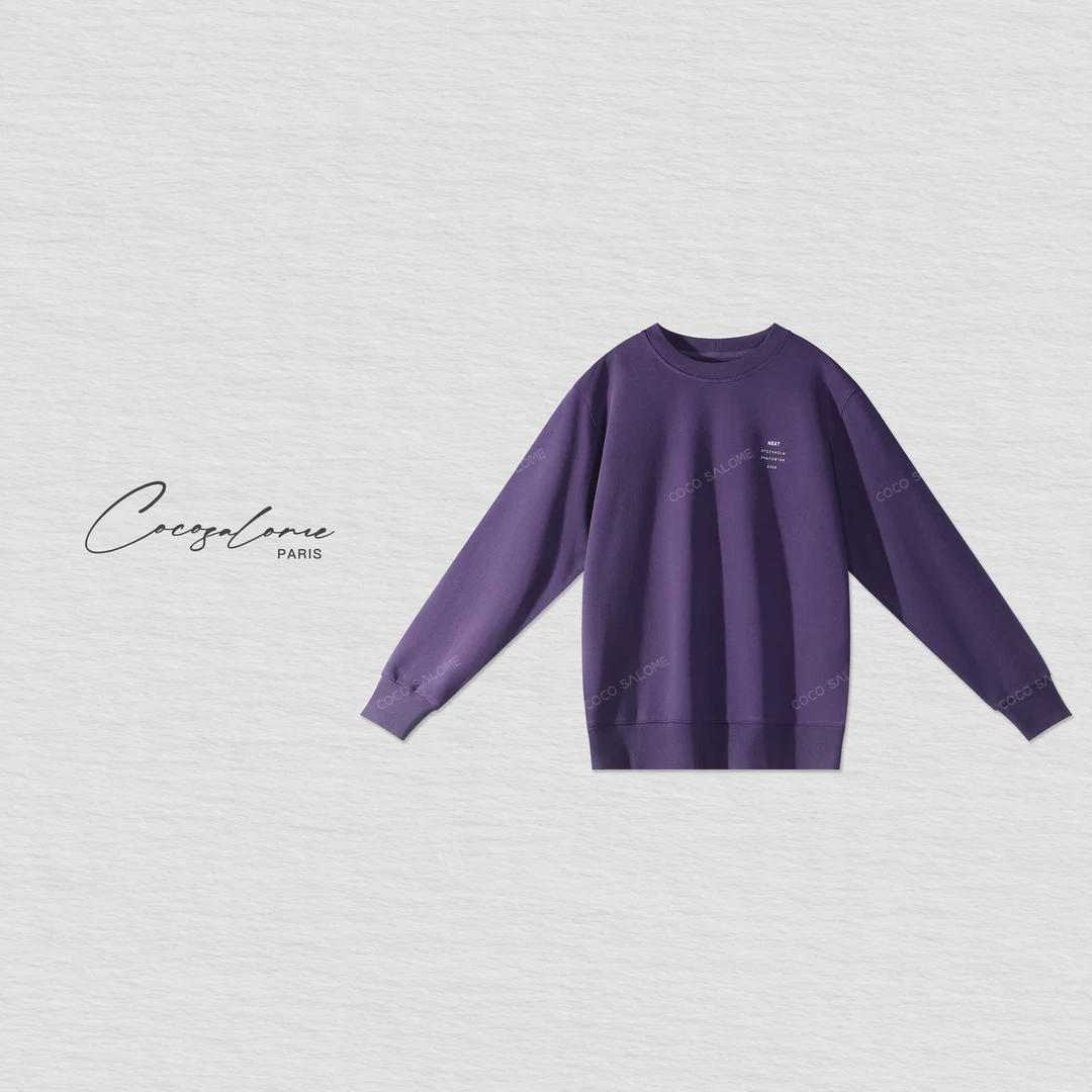 韩彬彬"紫薯"秋季出游百搭极简柔和显白水洗复古薰紫色卫衣222Y-4