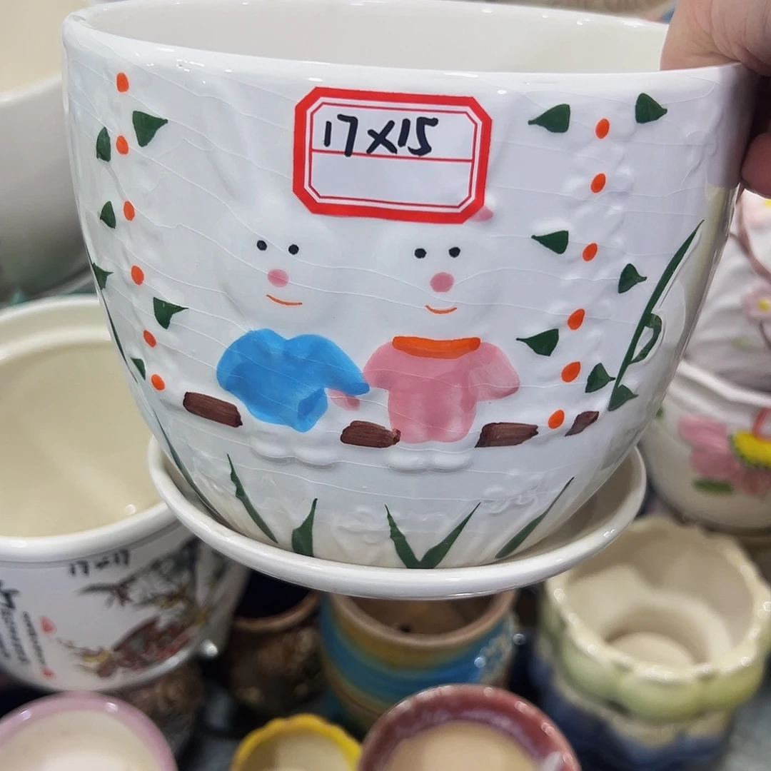外贸尾单陶瓷花盆凑10米包邮