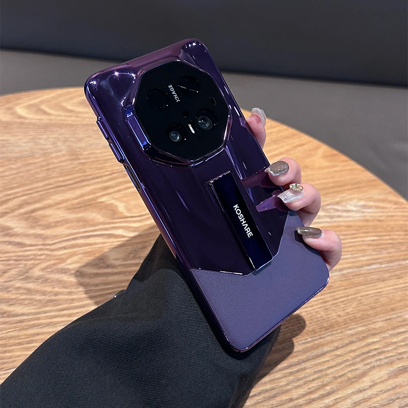 适用华为mate70rs非凡大师手机壳新款暗紫色高档电镀全包防摔支架
