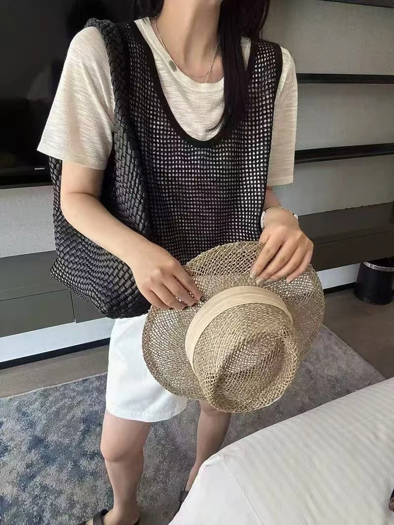 ［巧巧定制］新款韩版百搭修身时尚网眼镂空圆领短袖针织假两件6442