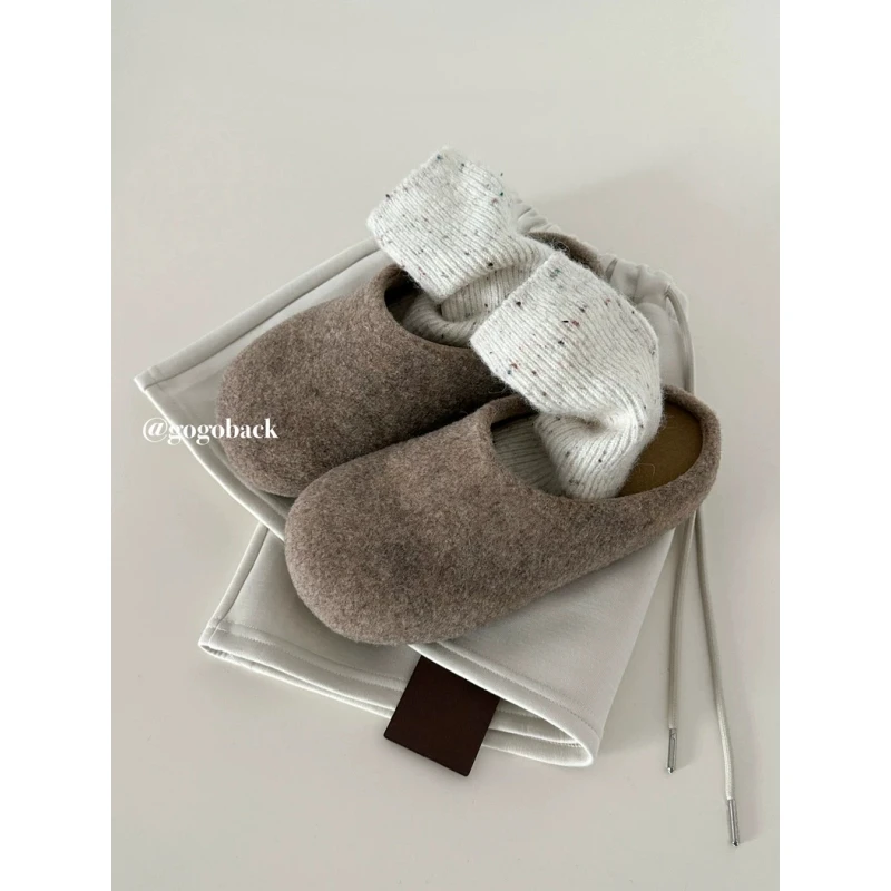 超轻舒适软底～增高5cm毛呢拖鞋女秋冬新款爆火外穿一脚蹬勃肯鞋女