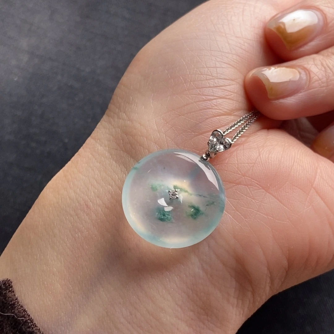 翡翠18K金镶嵌颈饰19.8-4.9