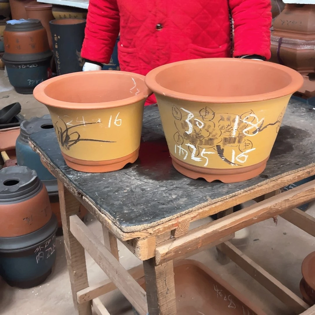 紫砂花盆斗盆两个