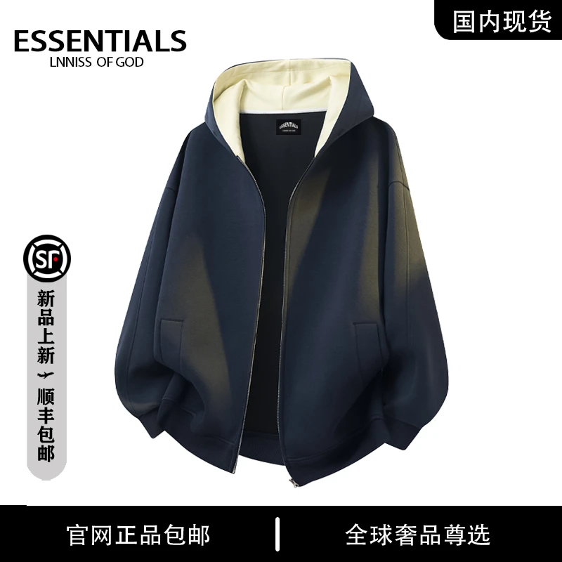 ESSENTIALS LNNISS 秋季连帽开衫卫衣男士美式重磅休闲长袖外套潮