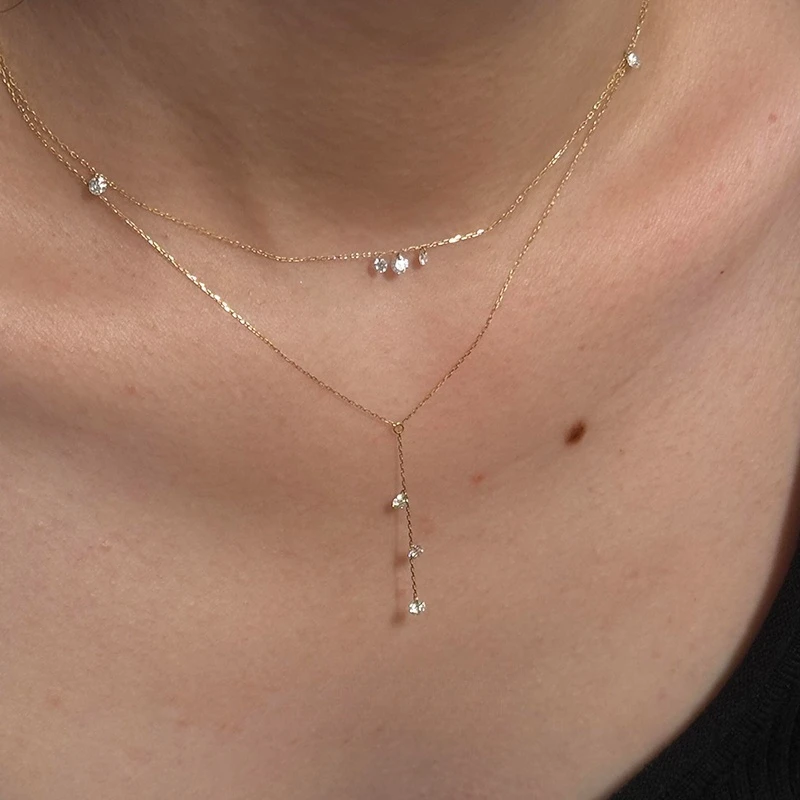 卡柒 铜合金项链 超闪人鱼之泪项链时尚小众设计高级感叠戴锁骨链