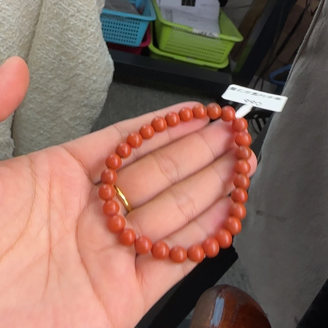 南红玛瑙手串未镶嵌原矿无优化磨石砍6mm单圈