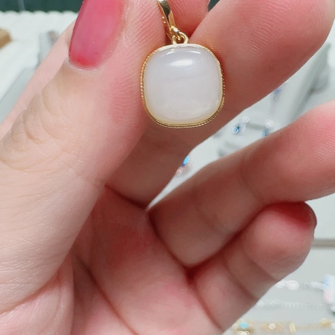 和田玉银S925镶嵌吊坠(不含链)