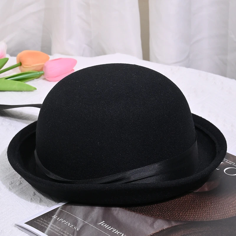 TIFICY户外夏季新款帽子女日本制服小圆帽毛呢学院风蝴蝶结幼稚园