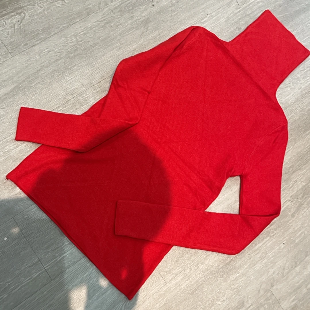 时尚中国红秋冬高领百搭针织衫打底外穿-果梓667